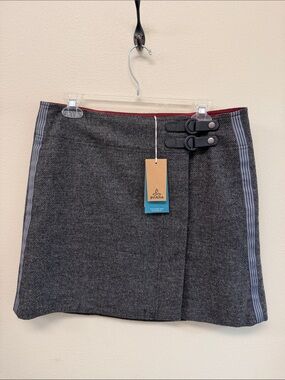 PrAna Gray Wool Blend Tweed Quincy Mini Skirt SzM NWT